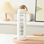 Stay Hydrated in Style: 32Oz Motivational Time-Marked Glass Water Bottle with Bamboo Lid and Eco-Friendly Silicone Sleeve