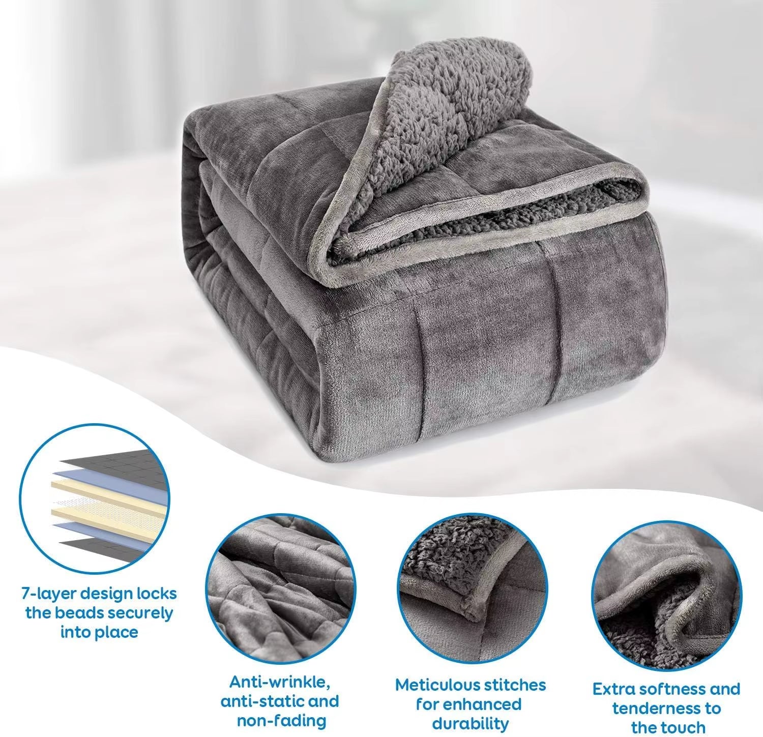 Experience Ultimate Comfort with Our 15 Lbs Queen Size Weighted Blanket - Flannel Shaggy Sherpa for a Cozy Sleep