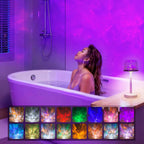 Transform Your Bathroom with the Relaxing Blue Water Wave Projection Night Light - Touch Control Spa Experience