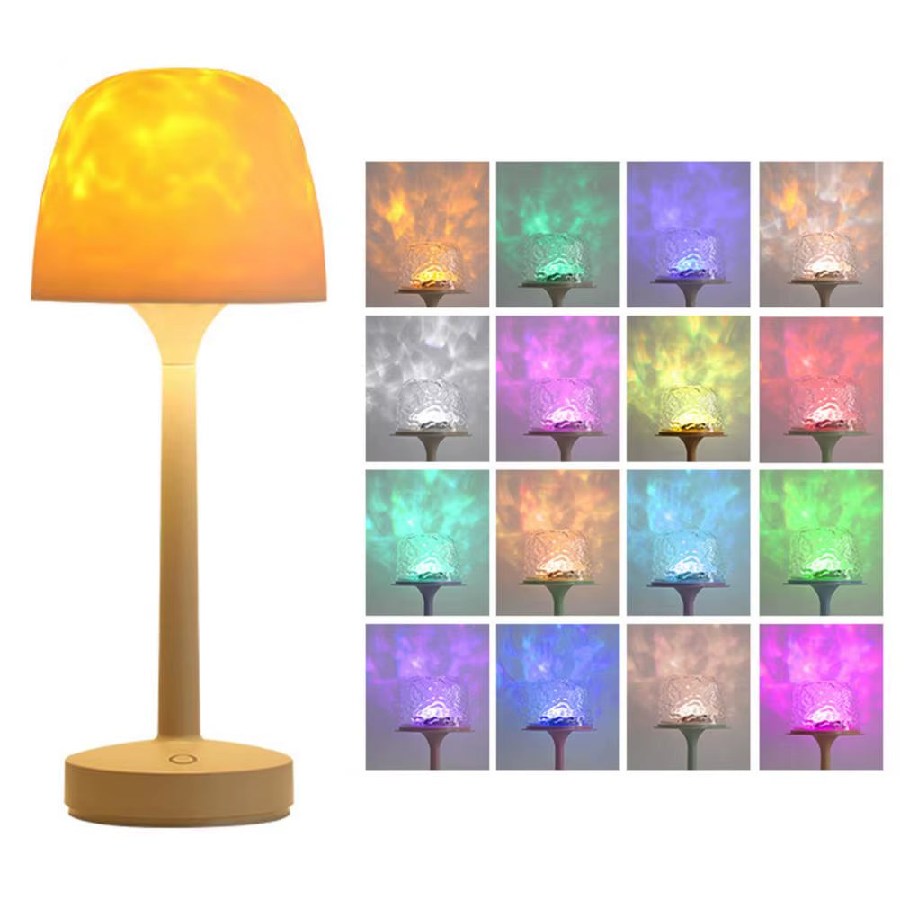 Transform Your Bathroom with the Relaxing Blue Water Wave Projection Night Light - Touch Control Spa Experience