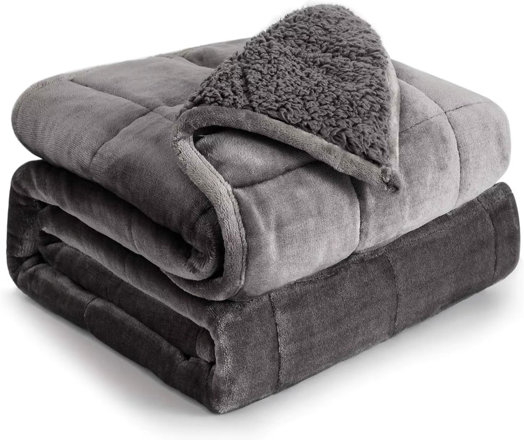 Experience Ultimate Comfort with Our 15 Lbs Queen Size Weighted Blanket - Flannel Shaggy Sherpa for a Cozy Sleep