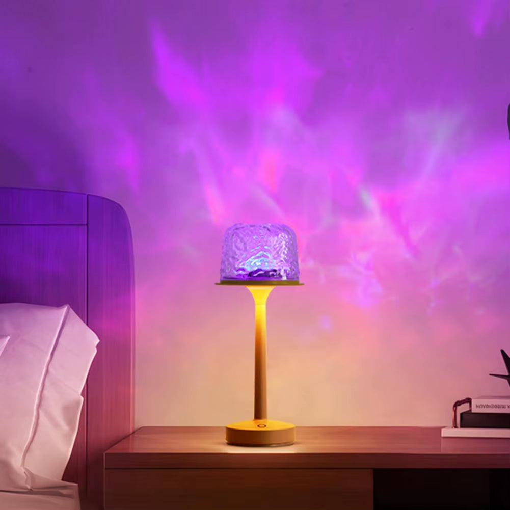 Transform Your Bathroom with the Relaxing Blue Water Wave Projection Night Light - Touch Control Spa Experience